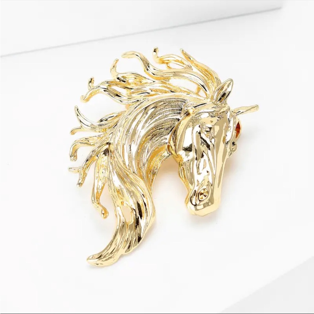 Gold-Tone Horse Head Brooch/Pendant - Picture 4 of 7